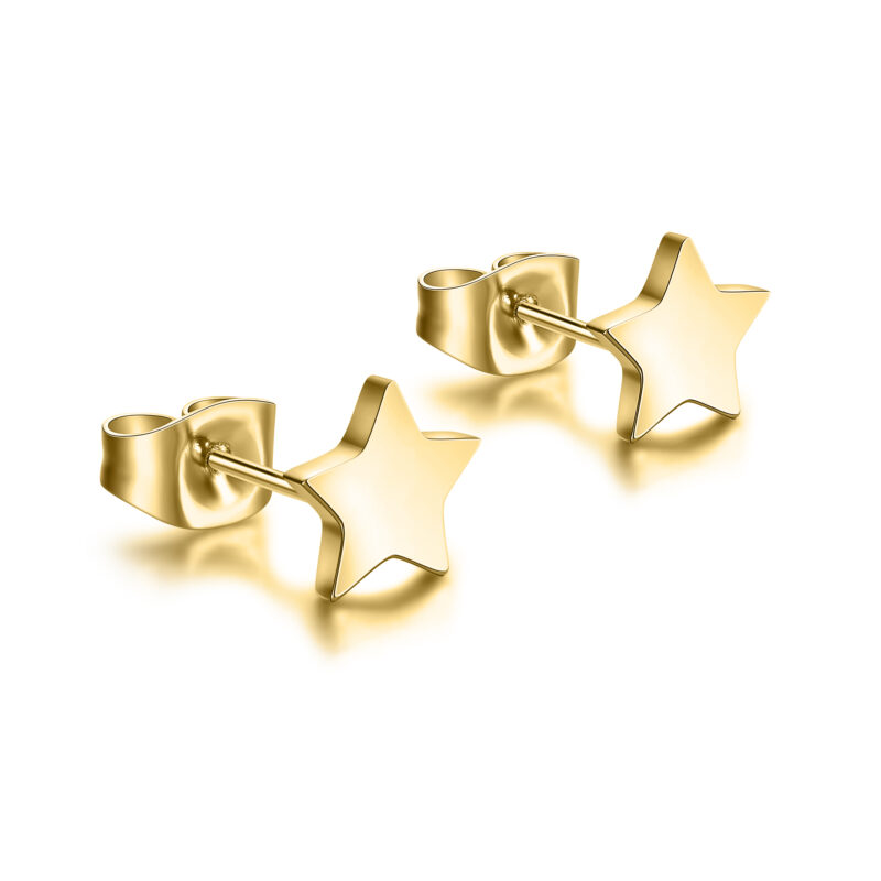 Gold Steel Star Earrings