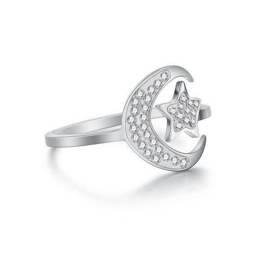 Anello Luna e Stella con Cristalli