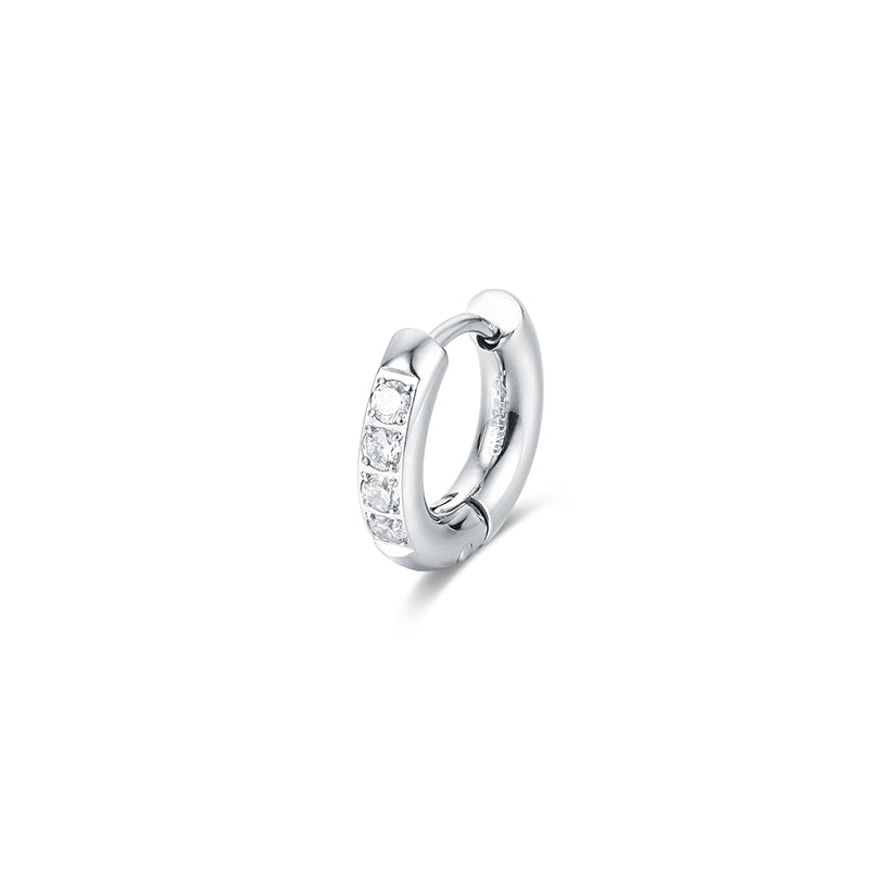 Orecchino Singolo Scattino Bombato Cristalli 14 mm