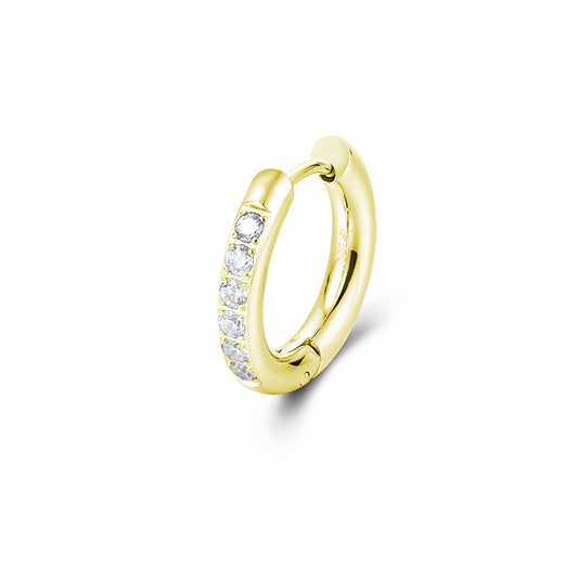 Orecchino Singolo Scattino Bombato Cristalli 18 mm pvd oro