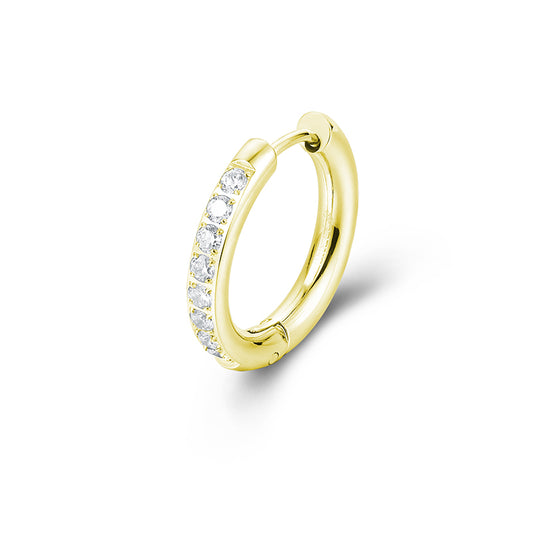 Orecchino Singolo Scattino Bombato Cristalli 20 mm pvd oro
