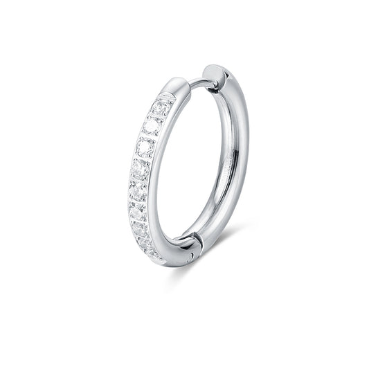 Orecchino Singolo Scattino Bombato Cristalli 22 mm