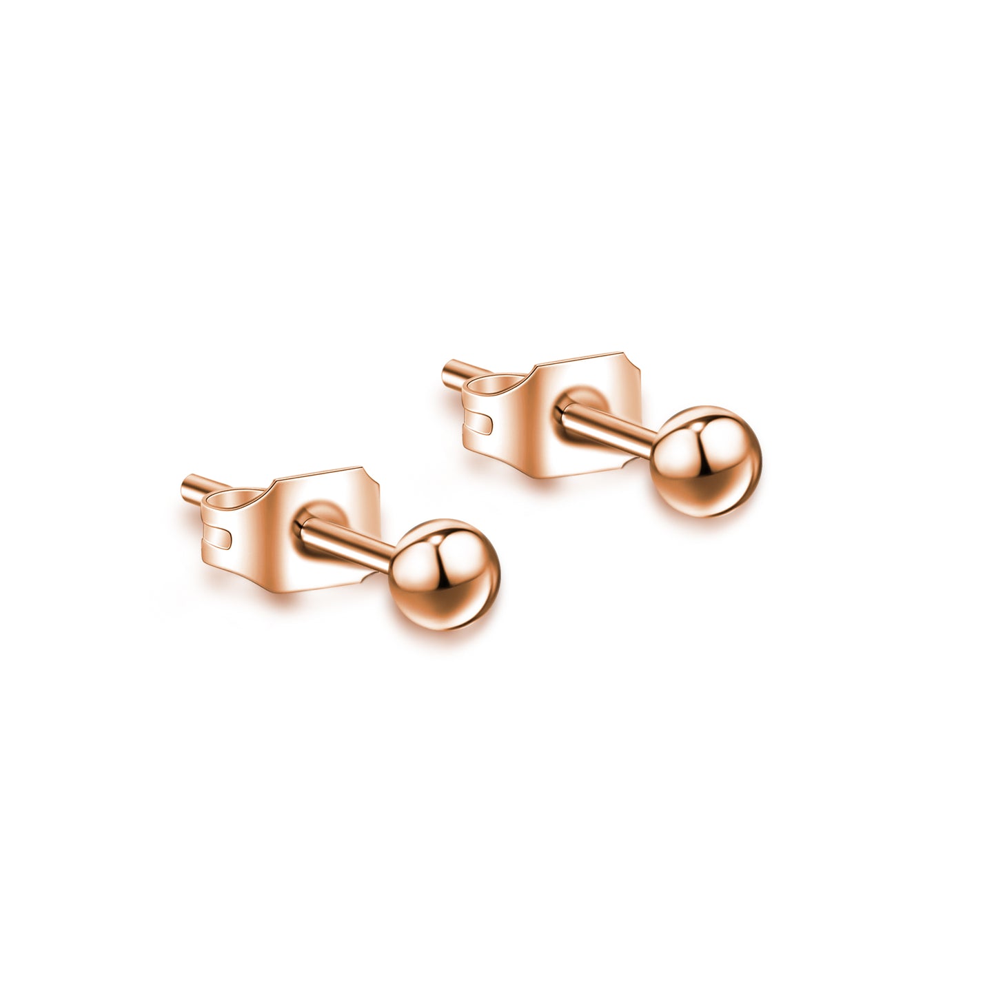 Coppia orecchini sfera diametro 2mm rosè