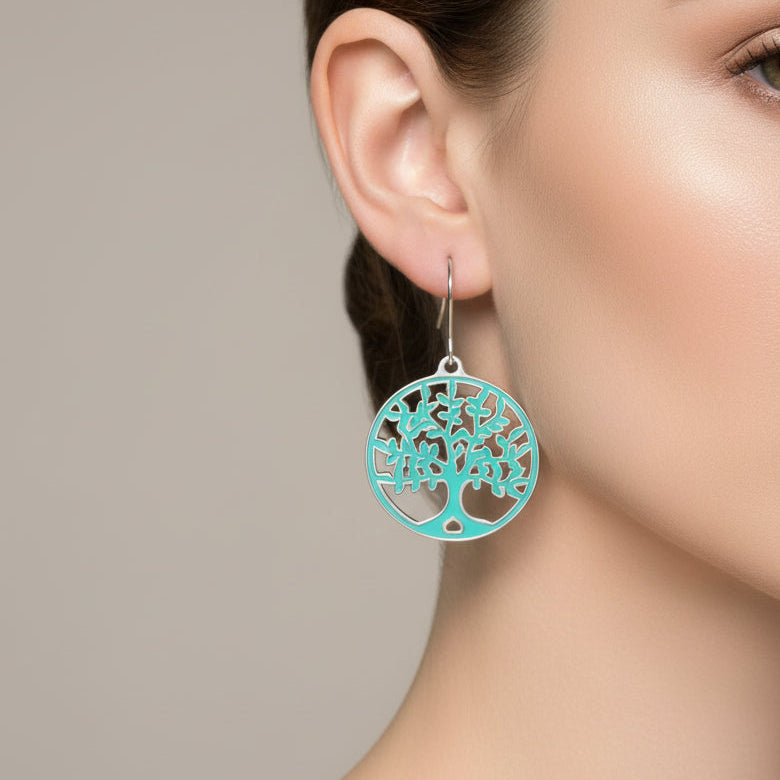 Tree of Life Dangle Earrings with Filigree