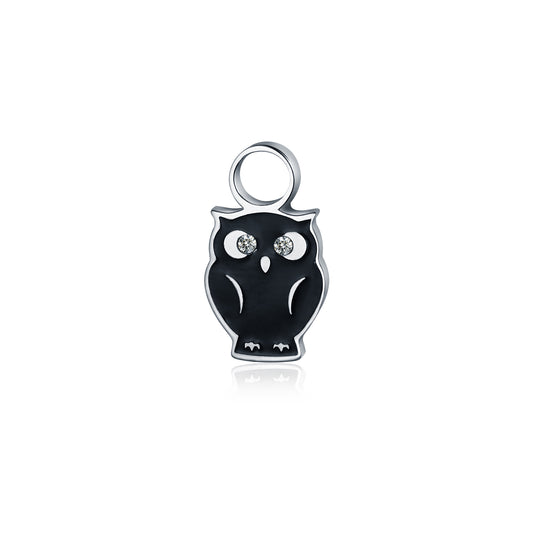 Mini Charm Gufo Smaltato Con Cristalli