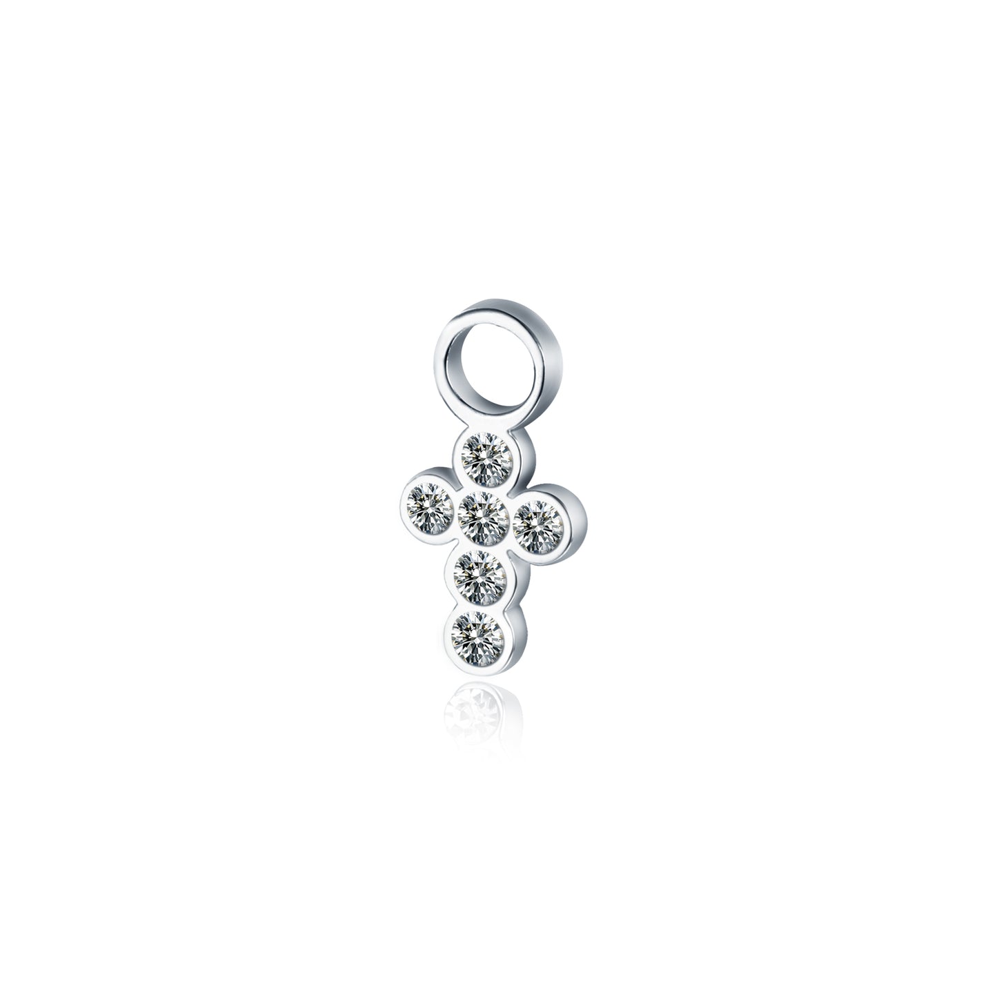 Mini Charm Croce Con Cristalli Bianchi