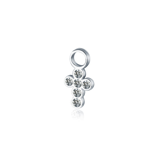 Mini Charm Croce Con Cristalli Bianchi