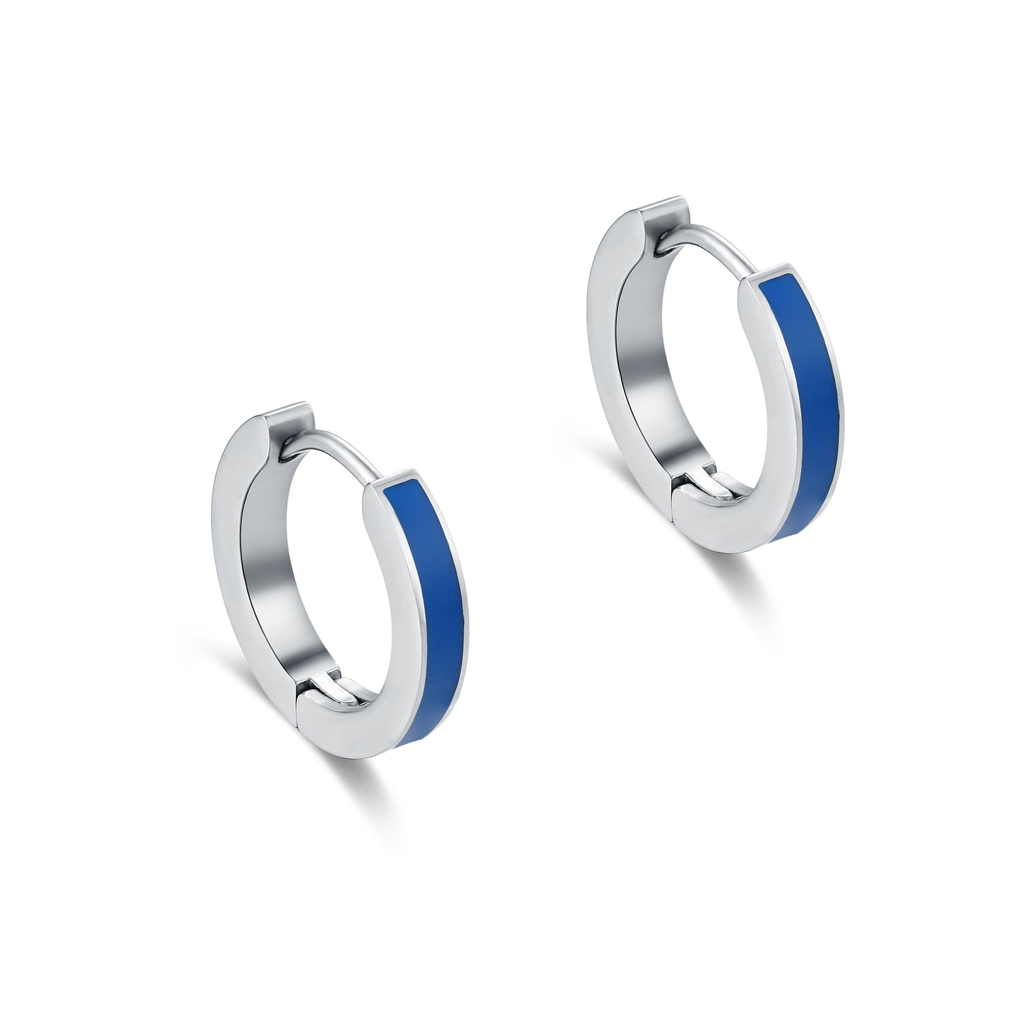 Orecchini Scattino Tondo con Smalto Blu