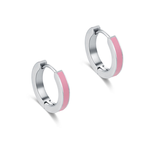 Orecchini Scattino Tondo con Smalto Rosa