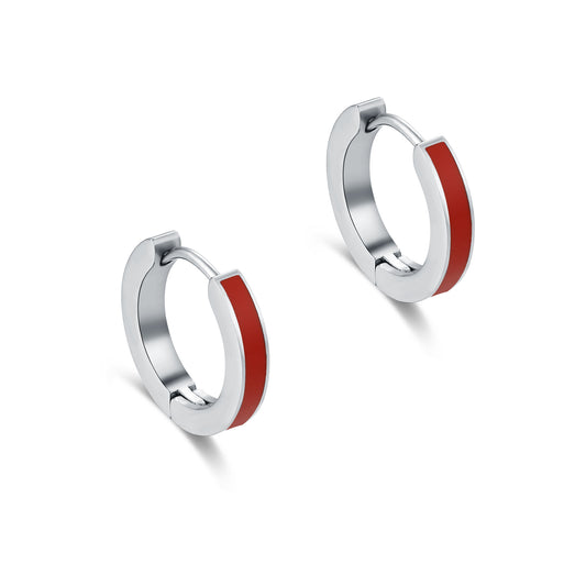 Orecchini Scattino Tondo con Smalto Rosso