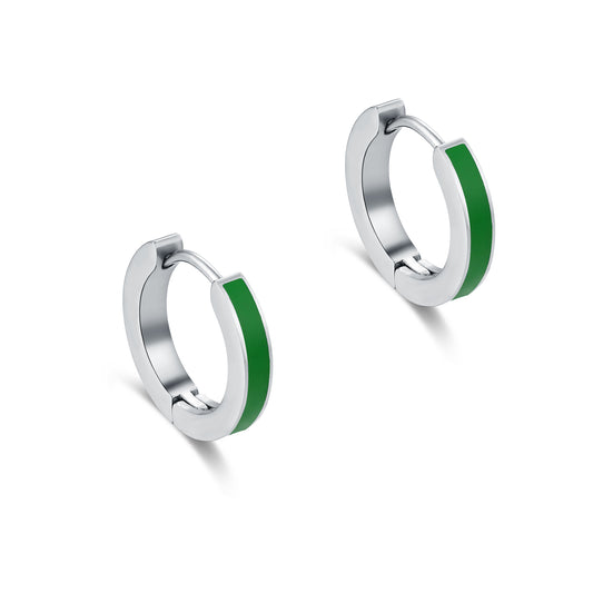 Orecchini Scattino Tondo con Smalto Verde