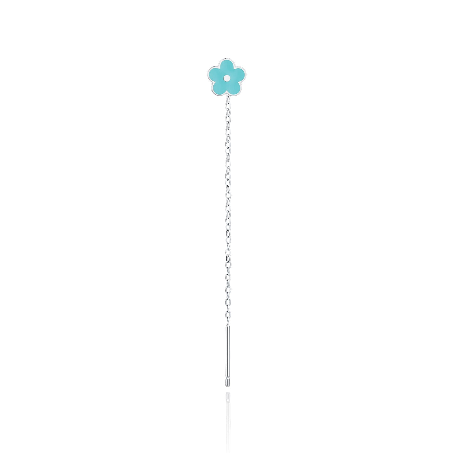Orecchino Singolo Saliscendi Fiore Turchese