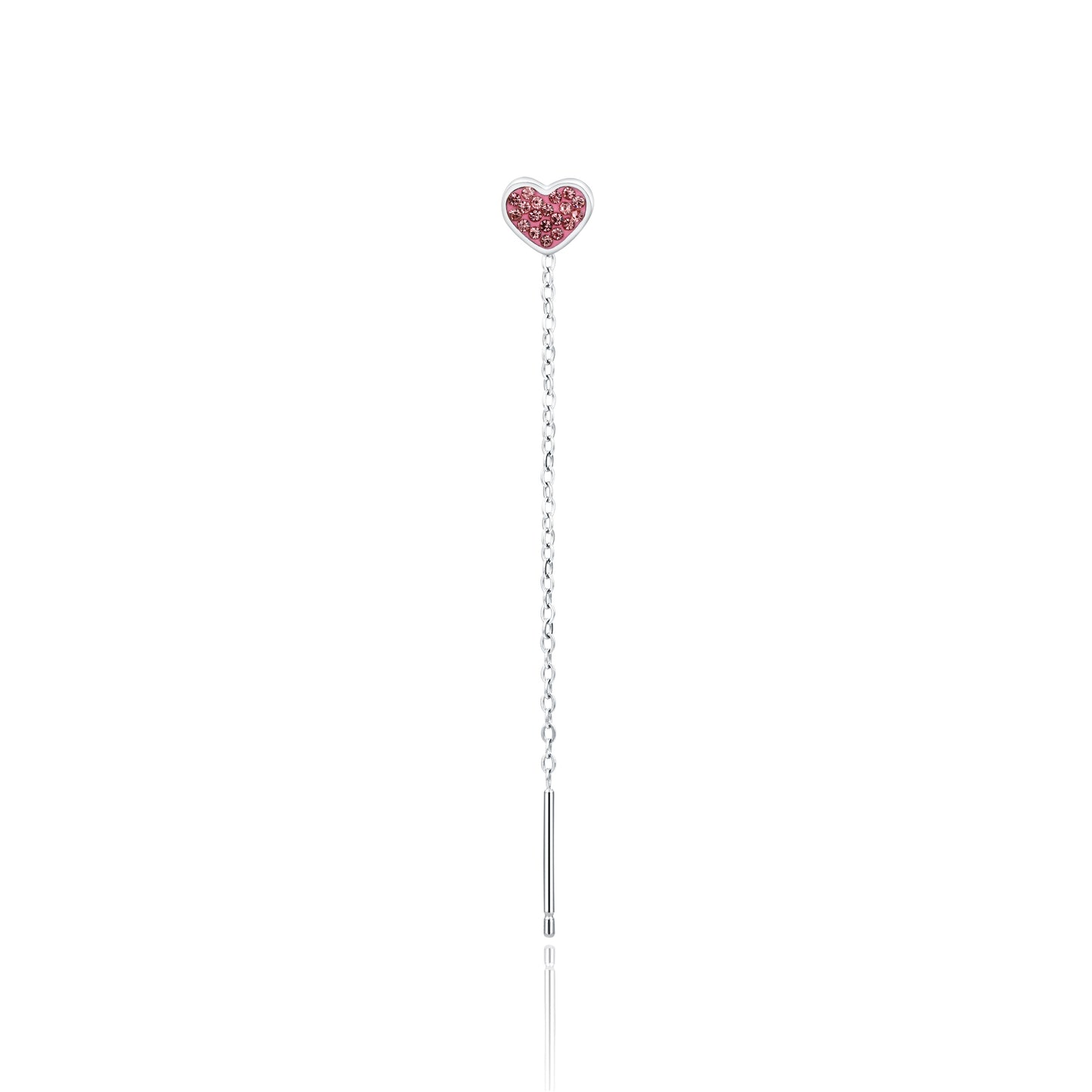 Orecchino Singolo Saliscendi Cuore Rosa