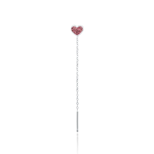 Orecchino Singolo Saliscendi Cuore Rosa