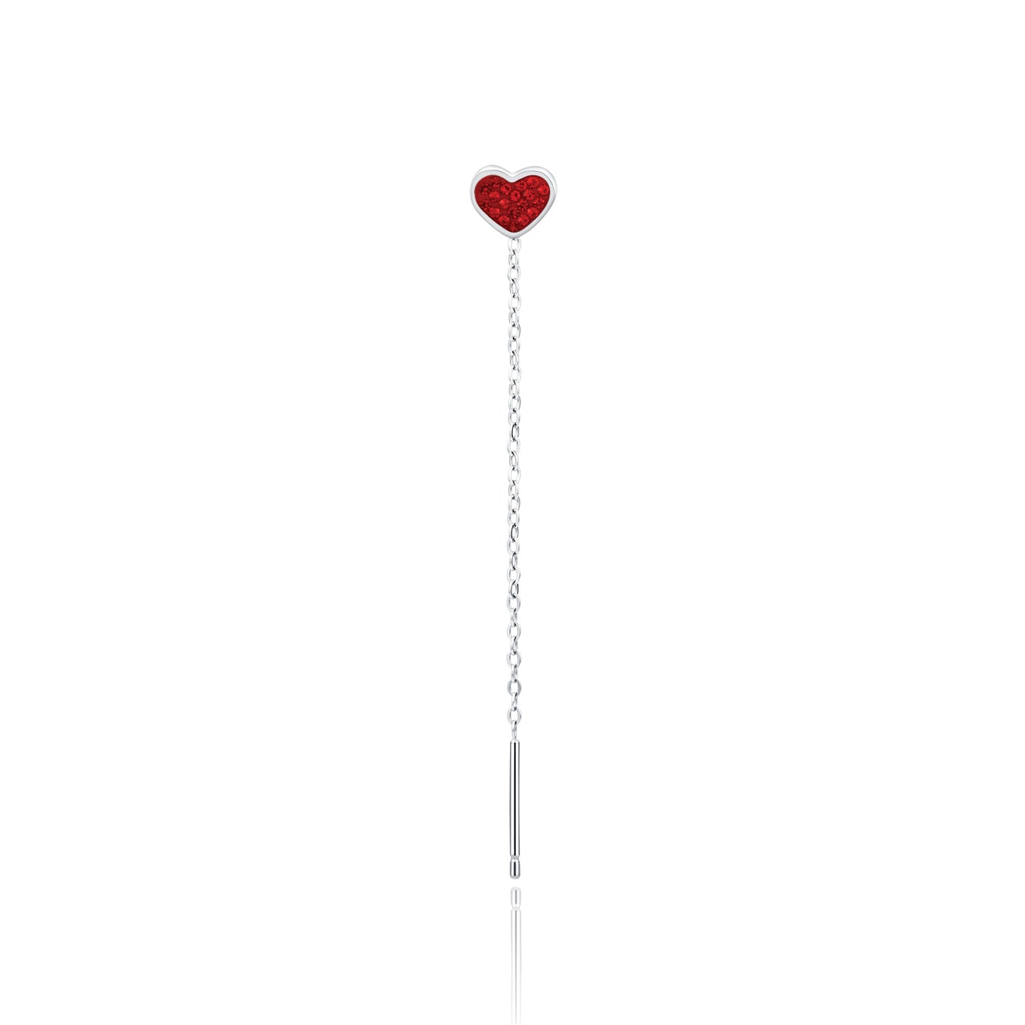 Orecchino Singolo Saliscendi Cuore Rosso