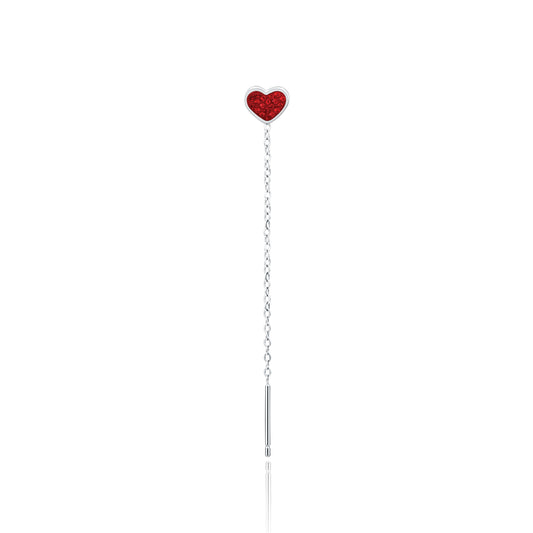 Orecchino Singolo Saliscendi Cuore Rosso