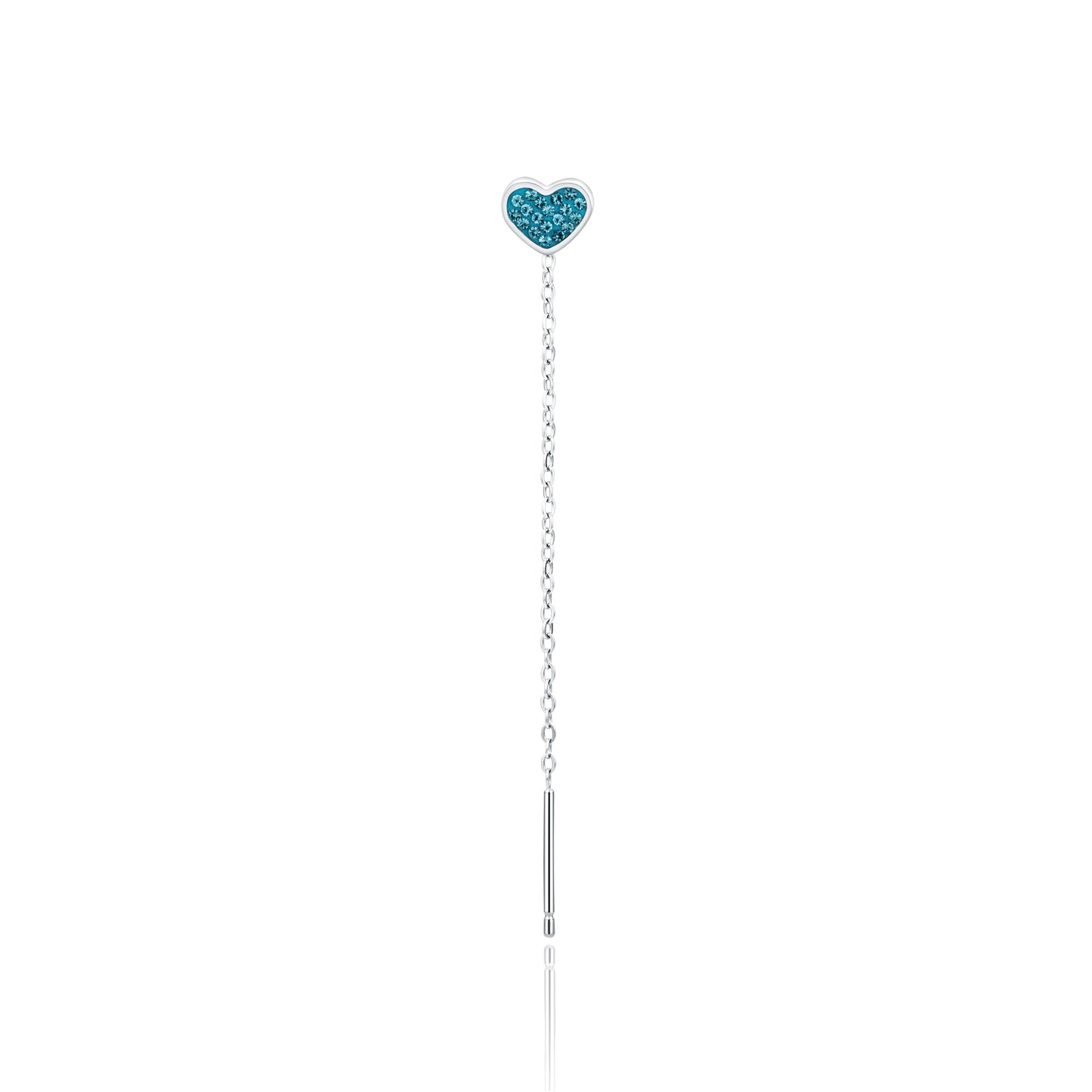 Orecchino Singolo Saliscendi Cuore Turchese