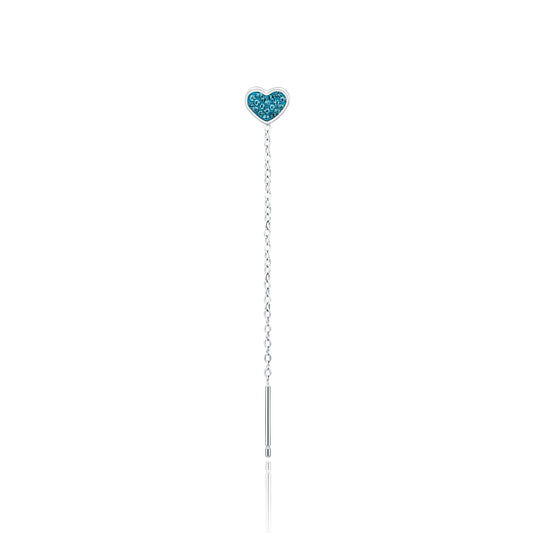 Orecchino Singolo Saliscendi Cuore Turchese