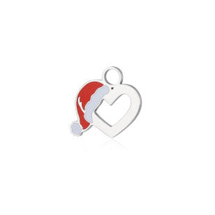 Mini charm cuore cappello acciaio