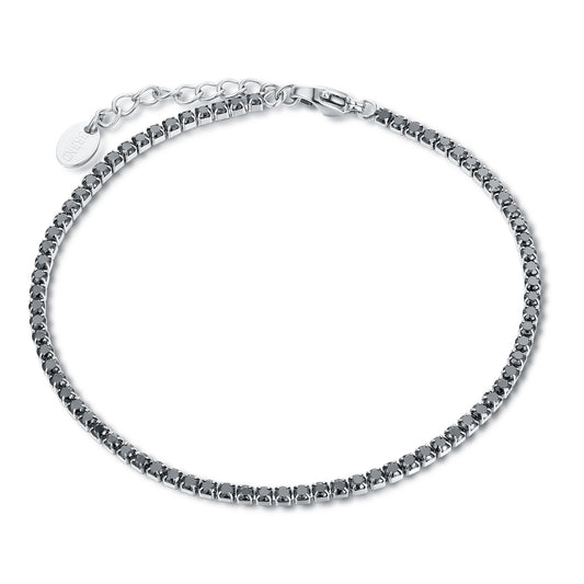 BRACCIALE TENNIS CRISTALLI NERI 2MM (uomo)