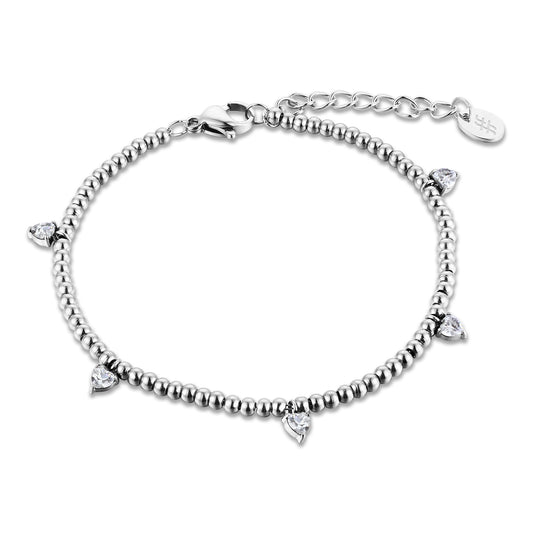 Bracciale Sfere Cuori Pendenti Bianchi