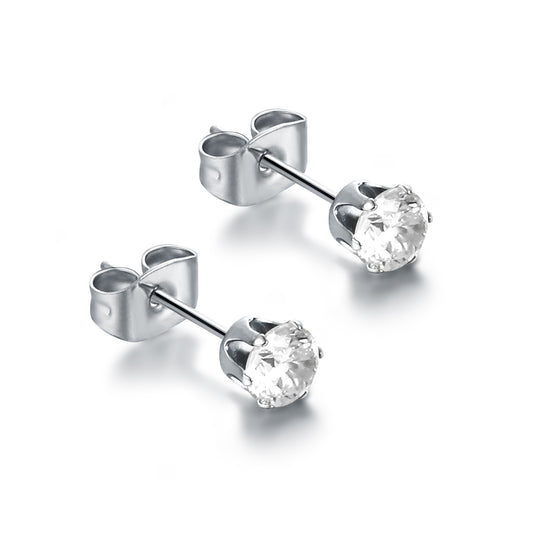 Orecchini Punti Luce Cristalli Bianchi - 4mm