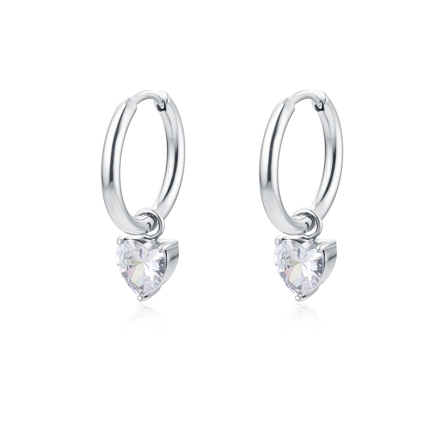 Orecchini cerchio con cuore bianco