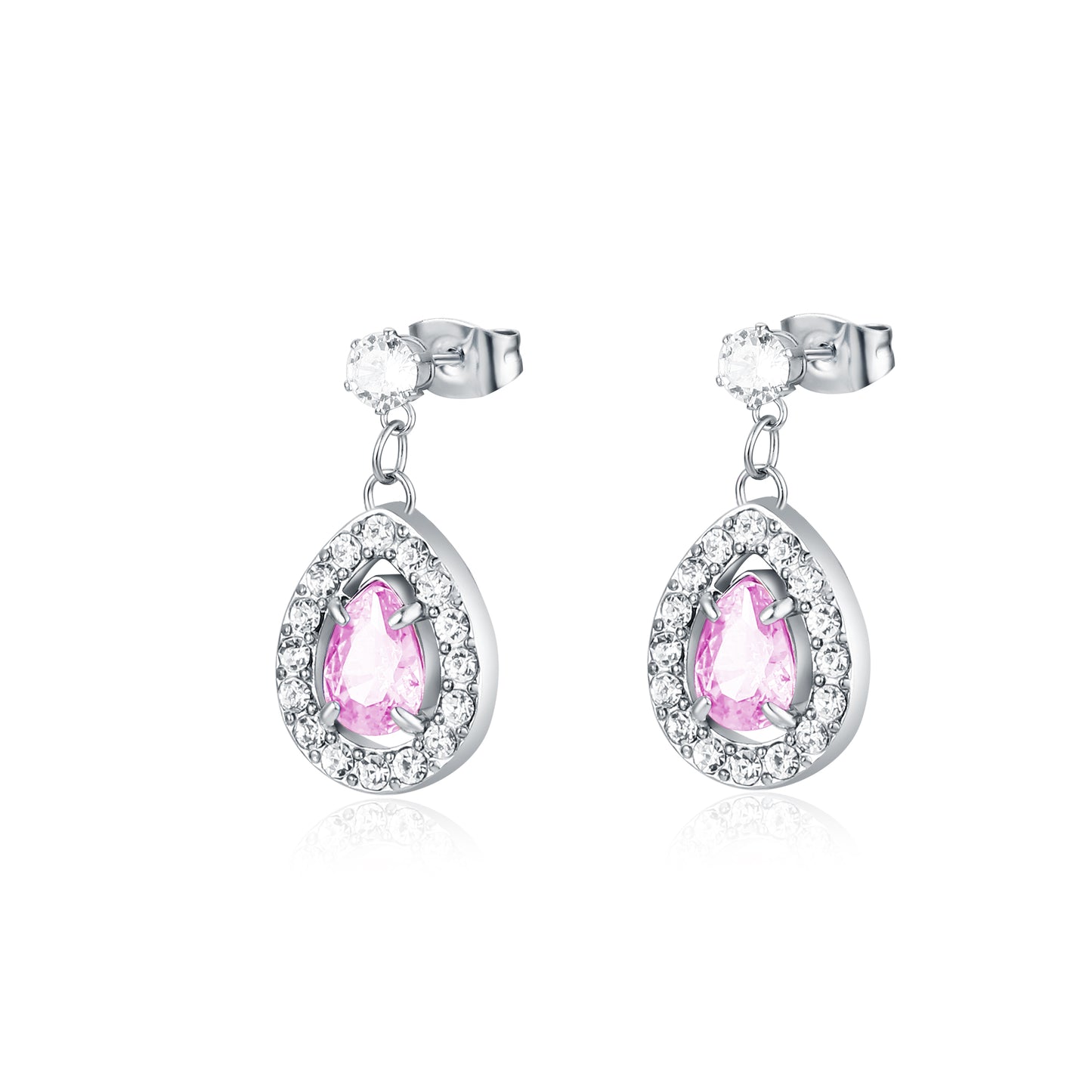 Orecchini Goccia Rosa Pendente