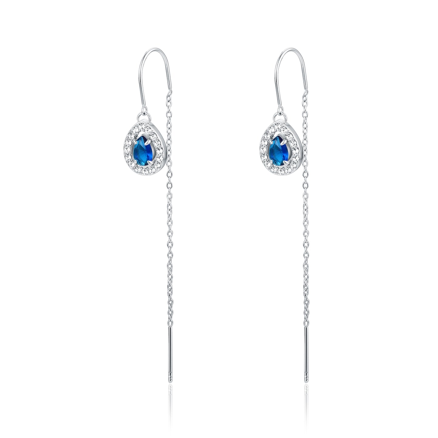 Orecchini Saliscendi Goccia Blu