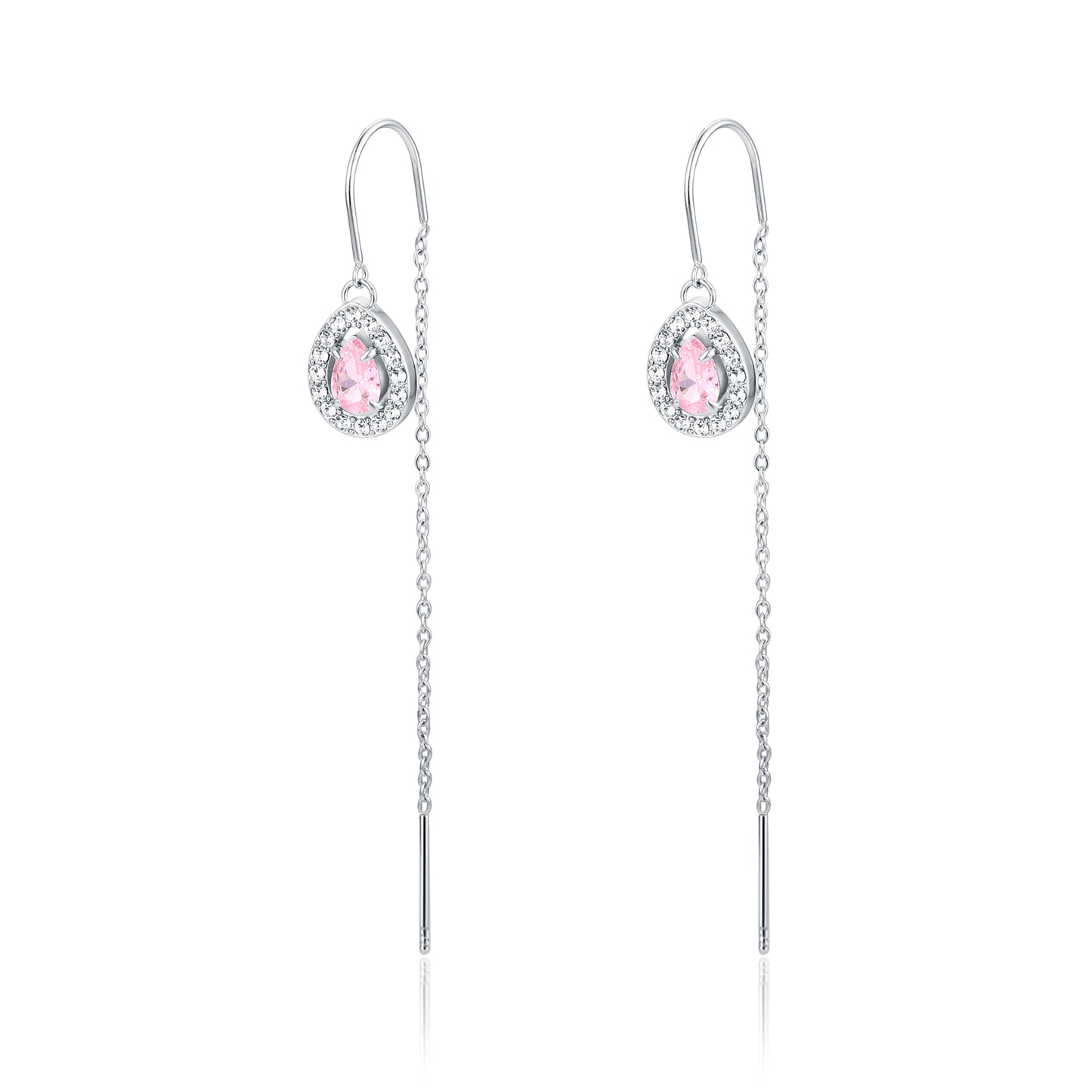 Orecchini Saliscendi Goccia Rosa