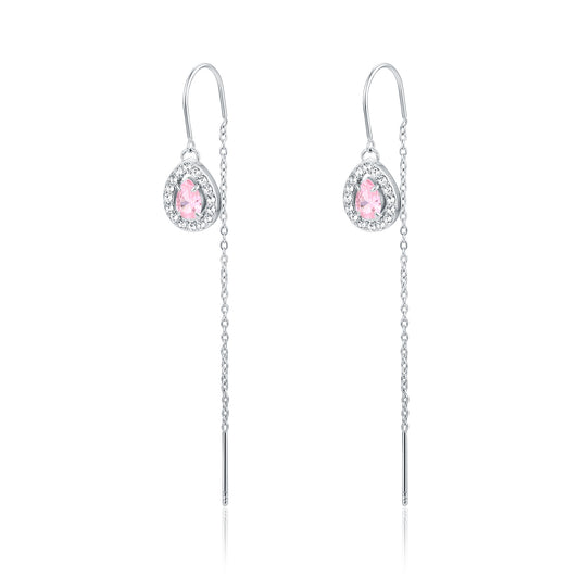 Orecchini Saliscendi Goccia Rosa