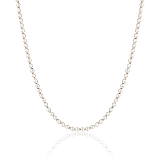 Collana in Madreperla e Sfere in acciaio pvd oro