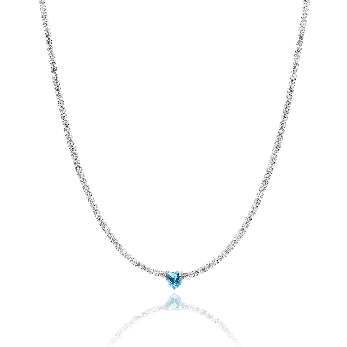 COLLANA TENNIS CUORE AZZURRO