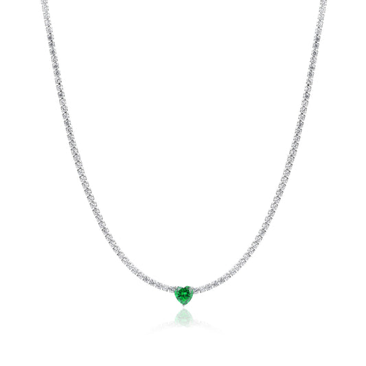 COLLANA TENNIS CUORE VERDE