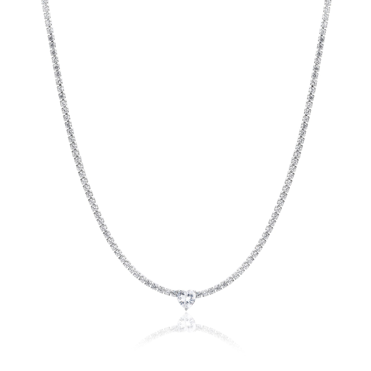 COLLANA TENNIS CUORE BIANCO