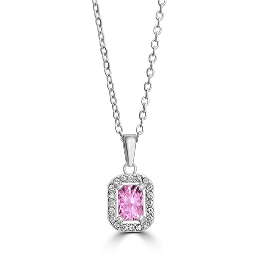 Collana Cristallo Rettangolare Rosa