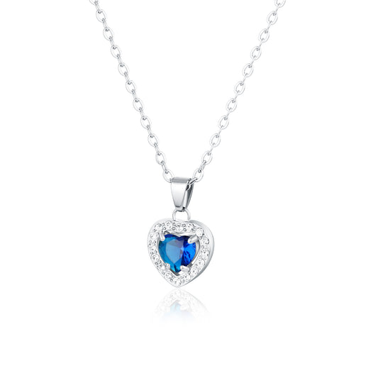 Collana Cuore Cristallo Blu