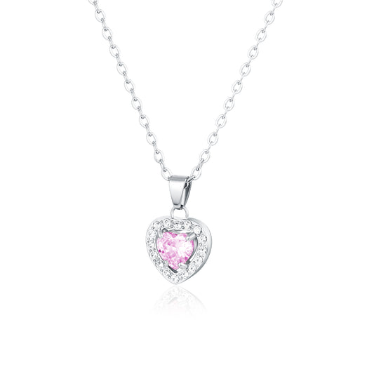 Collana Cuore Cristallo Rosa