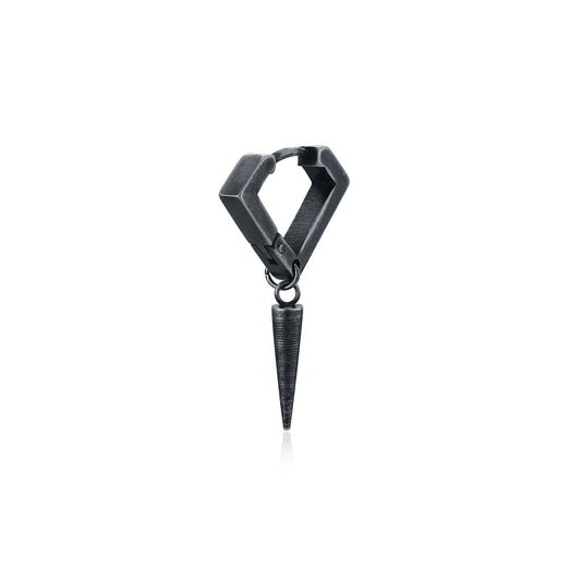 Orecchino singolo diamante punta pendente nero