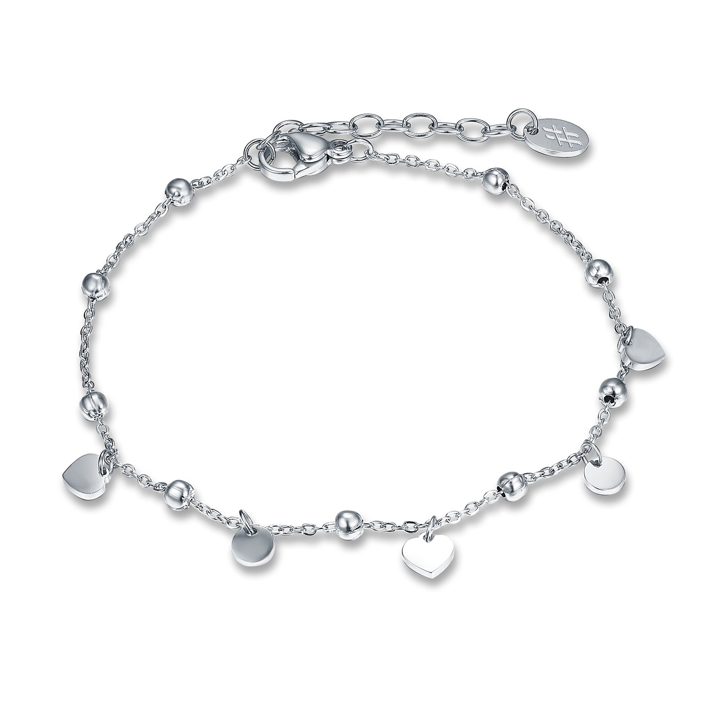 Bracciale Cuori e Piastrine Acciaio