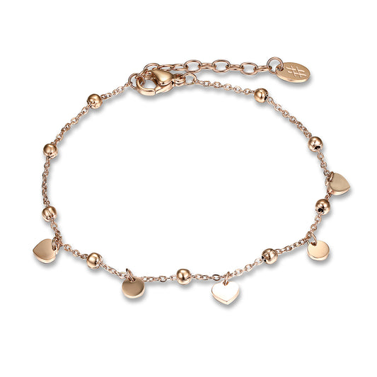 Bracciale Cuori e Piastrine Color Rosè