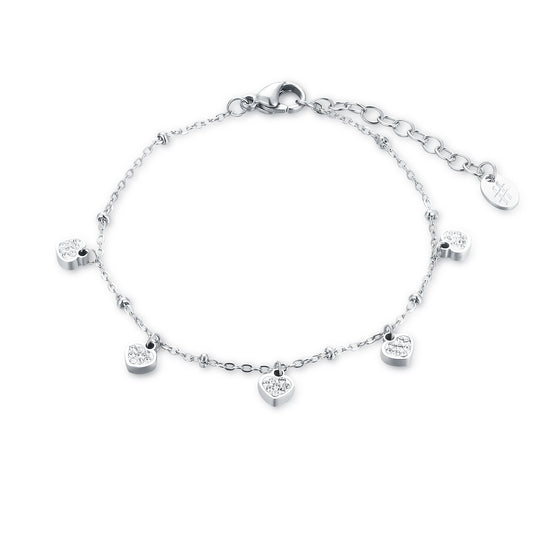 Bracciale 5 Cuori e Catena a Pallini