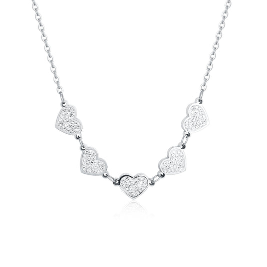 Collana 5 Cuori con Cristalli