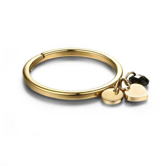 Anello Cuori Oro e Cristalli Neri