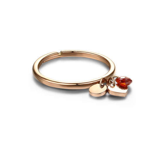 Anello Cuori Rosè e Cristalli Rossi