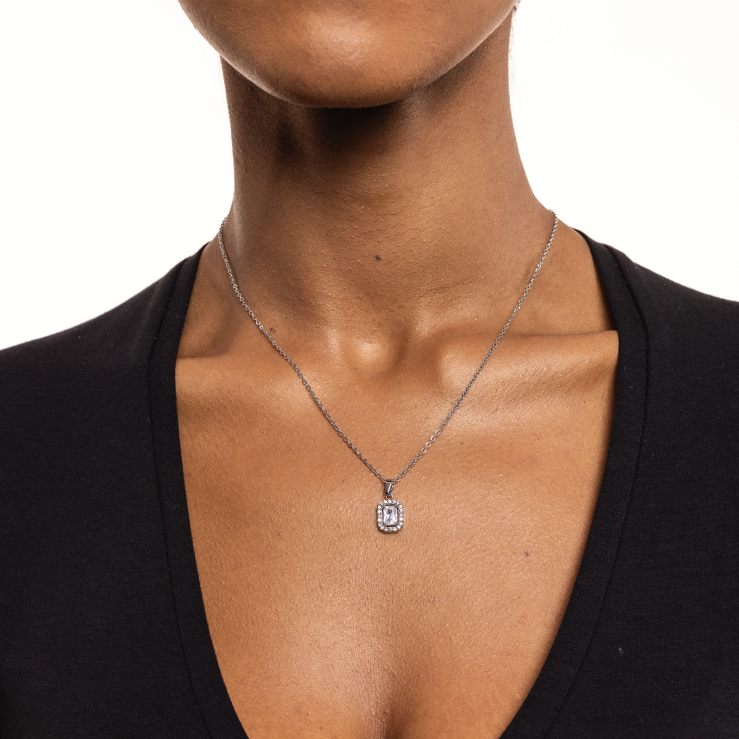 Collana Cristallo Rettangolare Bianco