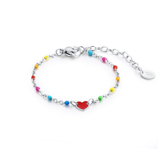 Bracciale Bimba Cuore Catena Arcobaleno