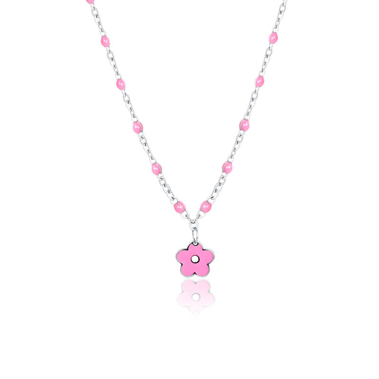 Collana Bimba Fiore Rosa