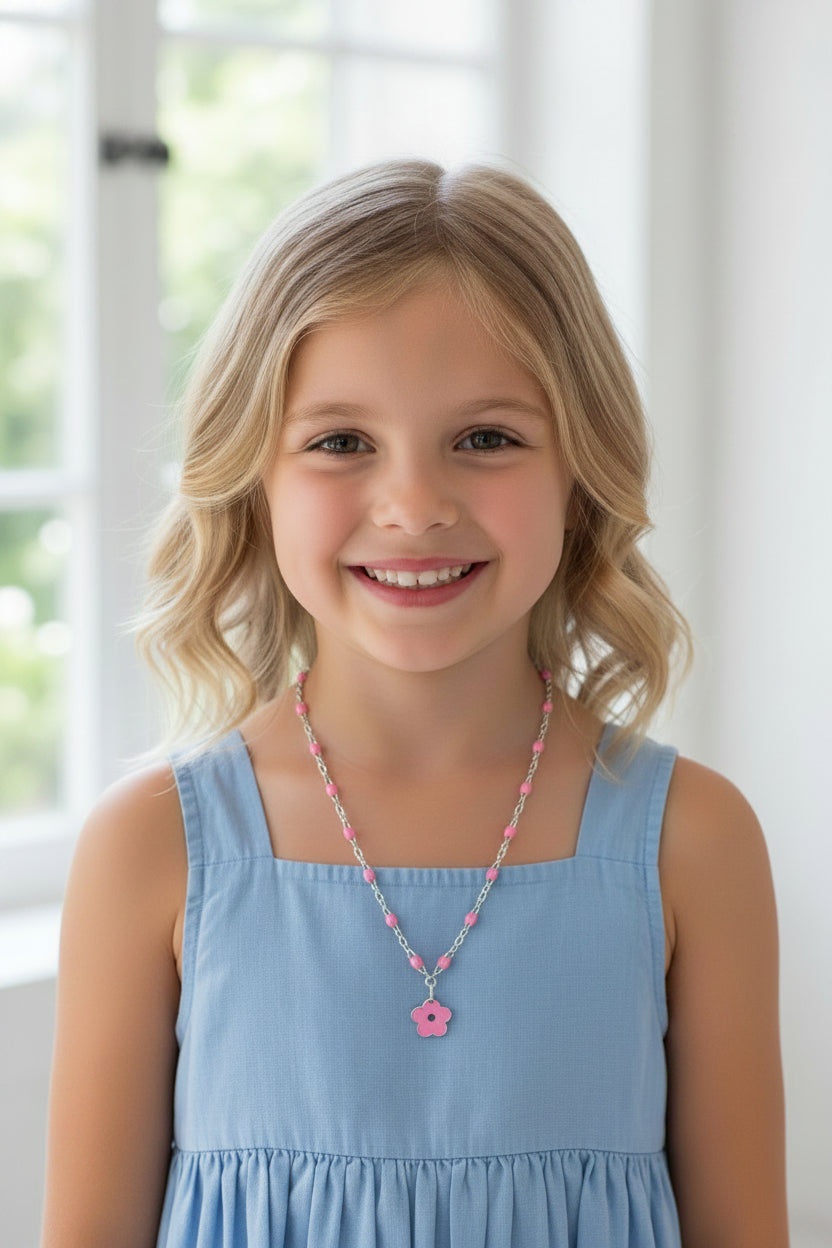 Collana Bimba Fiore Rosa