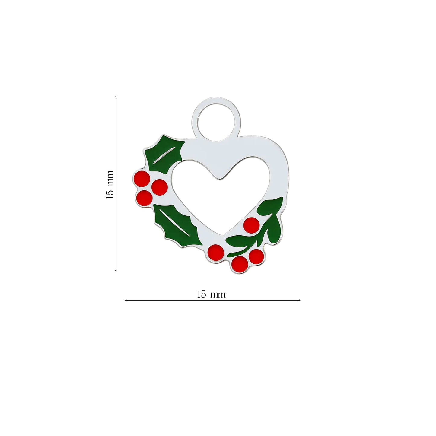Mini Charm Cuore con Ghirlanda Natalizia